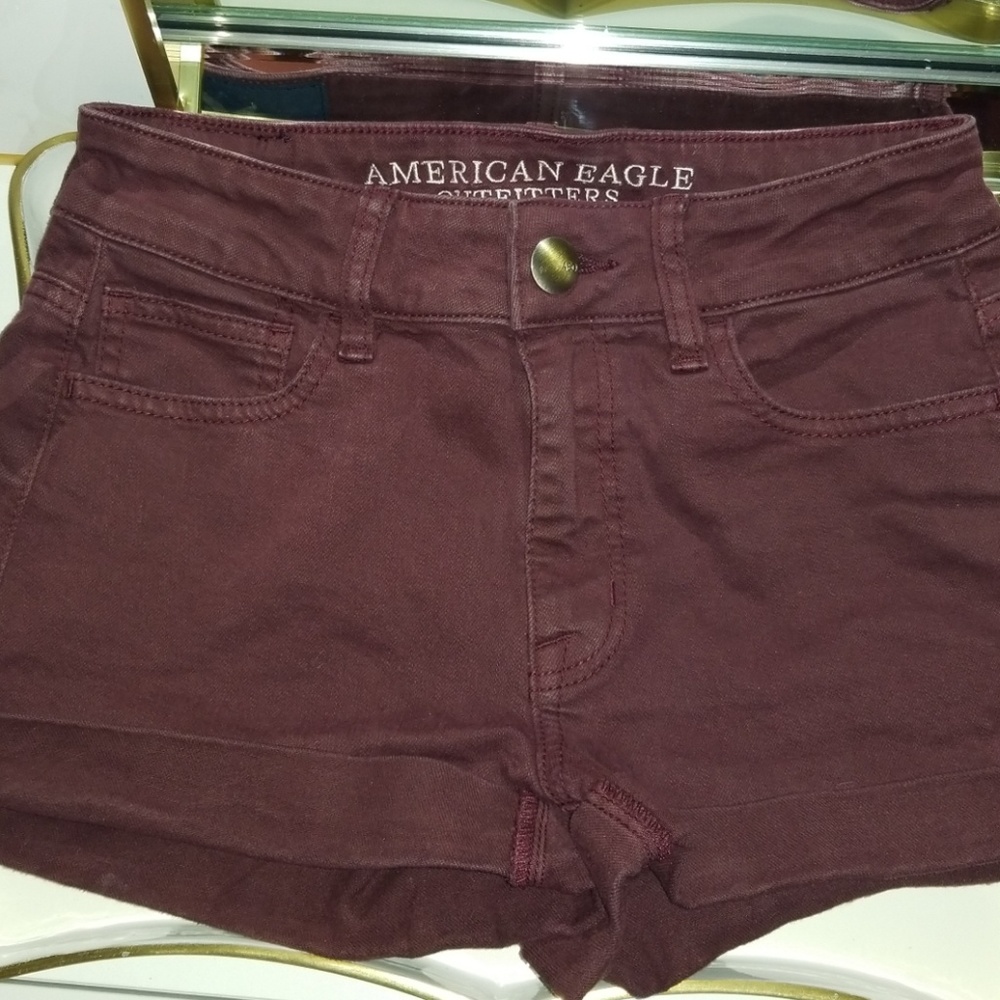 Maroon american eagle high rise shorts